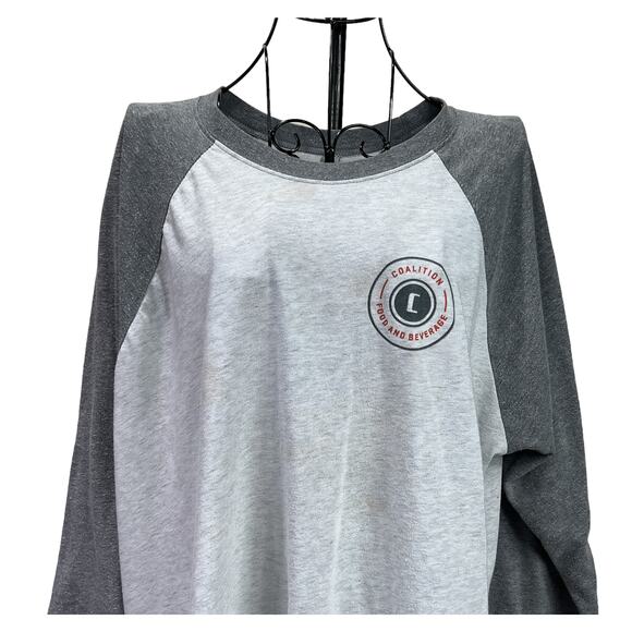 Next Level 3/4 Raglan Sleeve Jersey T-Shirt Top Large Heathered Gray Light Gray - Picture 3 of 9